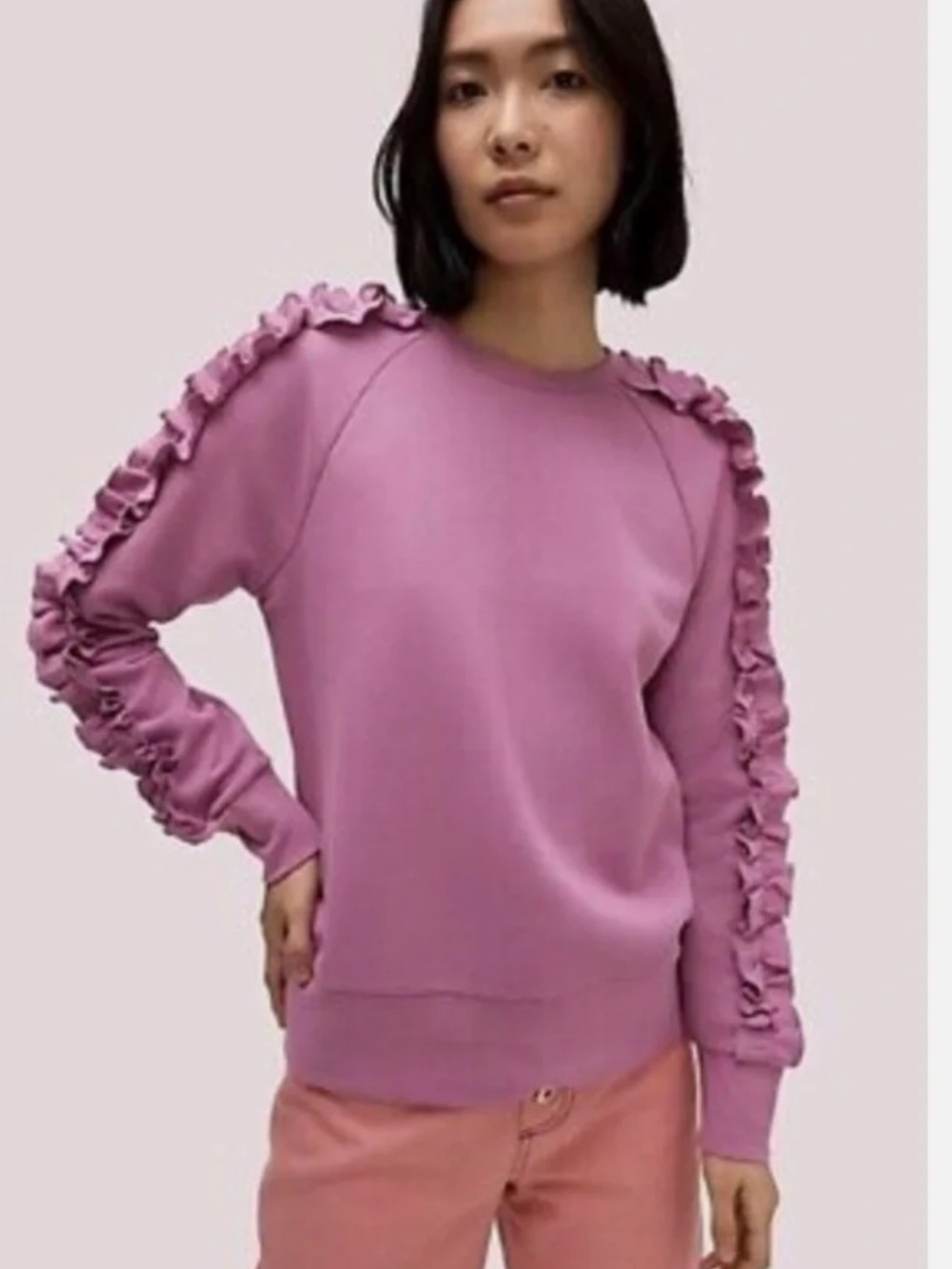 Kate Spade New York Ruffled Sleeve Crewneck Sweater